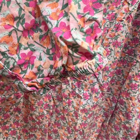 St. John’s Bay M Pink Floral Blouse Peasant Top 3/4 Sleeve Cottagecore Boho - Picture 5 of 6